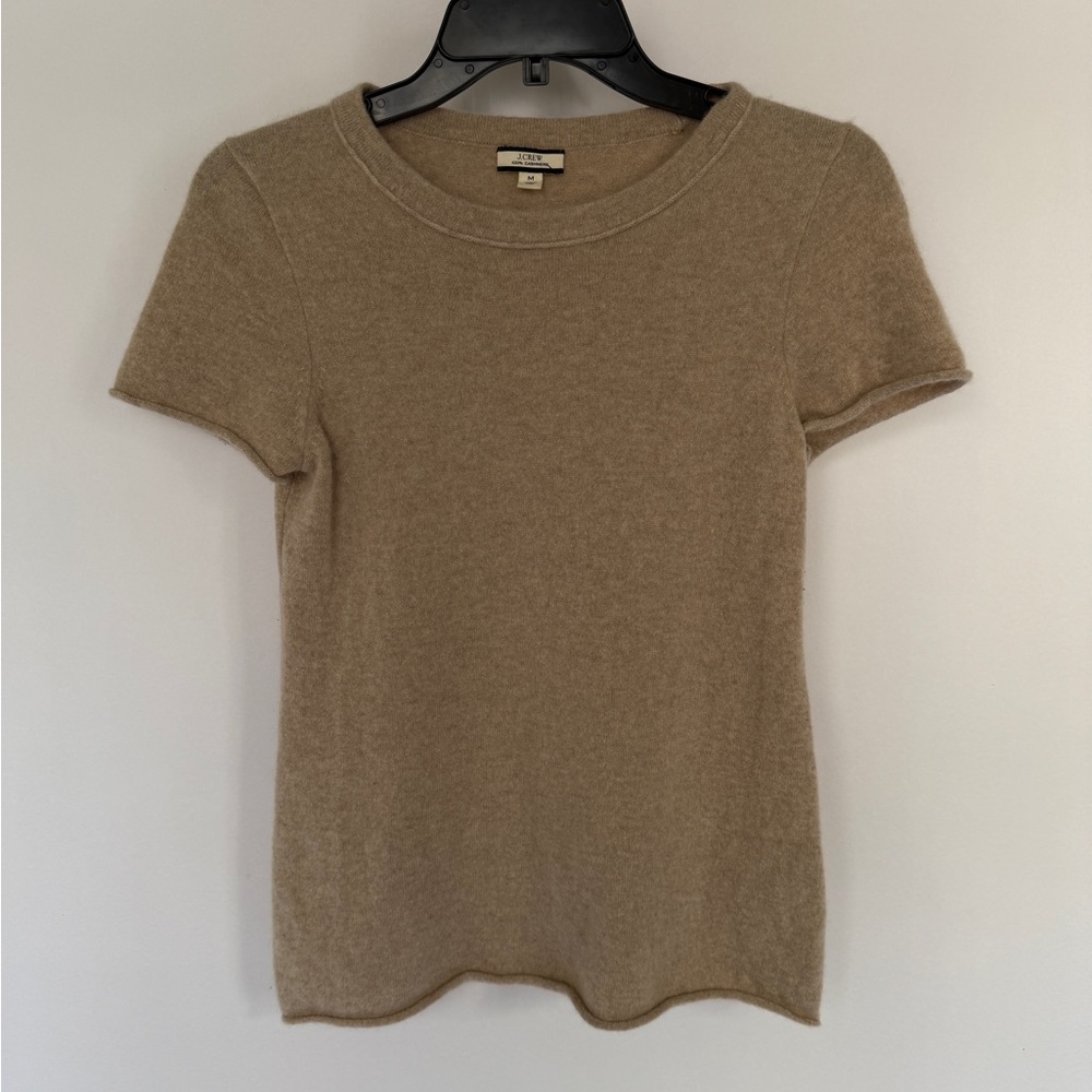 J. Crew Short Sleeve Cashmere Tee in Tan